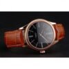 Rolex Cellini Black Dial Roman Numerals Rose Gold Case Light Brown Leather Strap