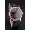 Rolex Cellini Black Dial Rose Gold Case Black Leather Strap