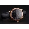 Rolex Cellini Black Dial Rose Gold Markings Rose Gold Case Black Leather Strap