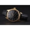 Rolex Cellini Date Black Dial Gold Case Black Leather Strap