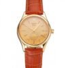 Rolex Cellini Gold Dial Gold Case Light Brown Leather Strap