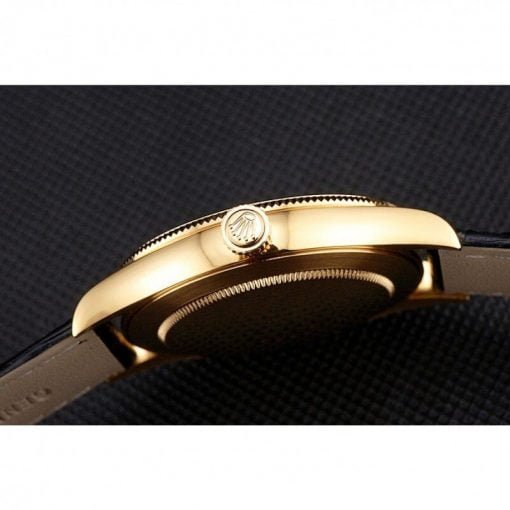Rolex Cellini White Dial Gold Case Black Leather Strap - Image 3