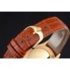 Rolex Cellini White Guilloche Dial Gold Case Light Brown Leather Strap