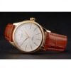 Rolex Cellini White Guilloche Dial Gold Case Light Brown Leather Strap
