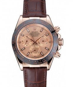 Rolex Cosmograph Daytona Brown Dial Rose Gold Case Brown Leather Bracelet 1454243