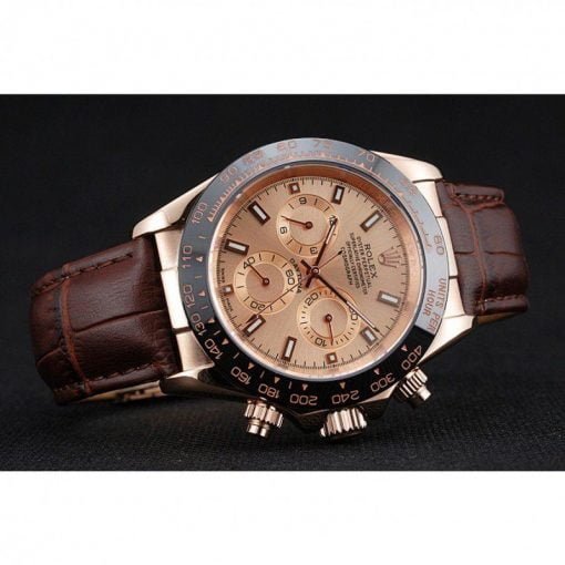 Rolex Cosmograph Daytona Brown Dial Rose Gold Case Brown Leather Bracelet 1454243 - Image 4