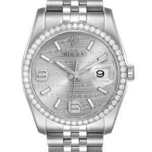 Rolex Datejust 116244SWDAJ 36MM Silver Wave Dial Silver-tone Case