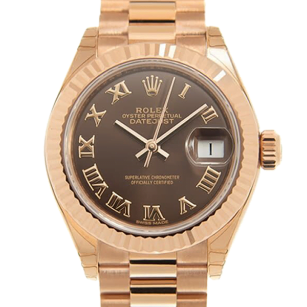Rolex Datejust m279175-0014 28MM Chocolate Dial Rose Gold-tone Case