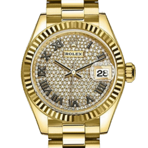 Rolex Datejust m279178-0031 28MM Diamond Paved Dial Gold-tone Case