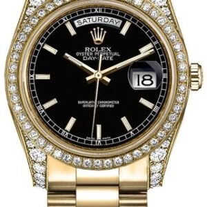 Rolex Day-Date 36 Black Dial Gold Watch 118388