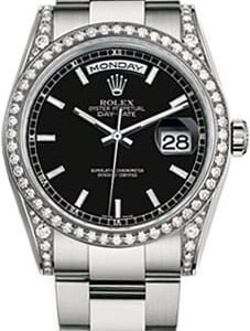 Rolex Day-Date 36 Black Diamond White Gold Watch 118389