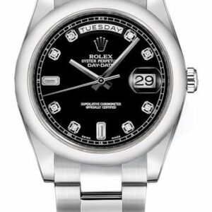 Rolex Day-Date 36 Black Dial White Gold Watch 118209