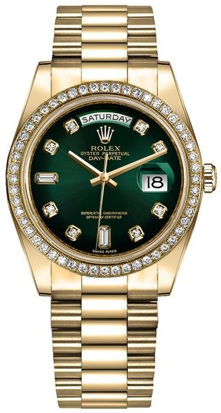 Rolex Day-Date 36 Green Ombre Dial Women’s Watch 128348RBR