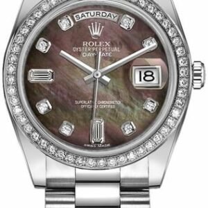Rolex Day-Date 36 Platinum Diamond Swiss Watch 118346