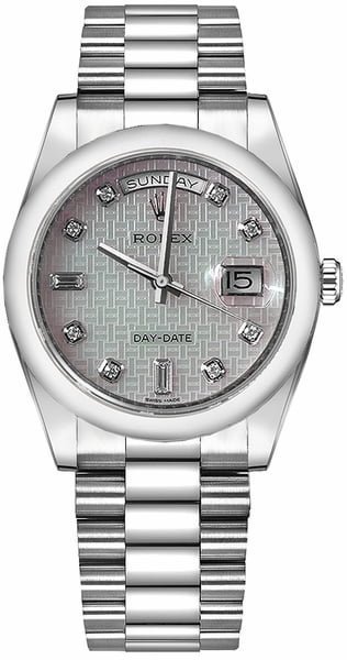 Rolex Day-Date 36 Platinum Mother of Pearl Watch 118206