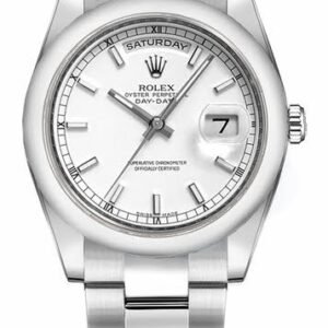 Rolex Day-Date 36 White Dial Oyster Bracelet Gold Watch 118209