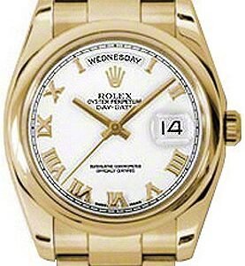 Rolex Day-Date 36 White Roman Numeral Gold Watch 118208