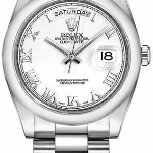 Rolex Day-Date 36 White Roman Numeral Solid Gold Watch 118209