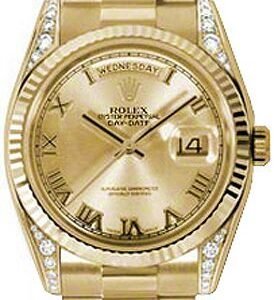 Rolex Day-Date 36 Silver Diamond Gold Watch 118338