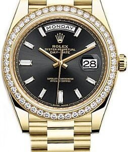 Rolex Day-Date 40 Black Diamond Dial Men’s Gold Watch 228348RBR