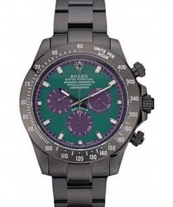 Rolex Daytona Black Ion Plated Tachymeter Black Stainless Steel Strap Green Dial 80246