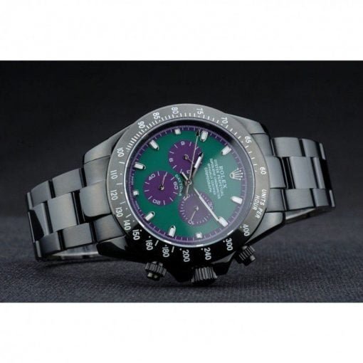 Rolex Daytona Black Ion Plated Tachymeter Black Stainless Steel Strap Green Dial 80246 - Image 3