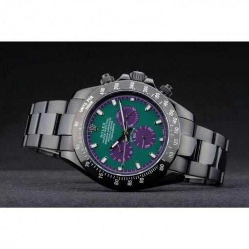 Rolex Daytona Black Ion Plated Tachymeter Black Stainless Steel Strap Green Dial 80246 - Image 4