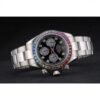 Rolex Daytona Cosmograph Rainbow Crystals Bezel Stainless Steep Strap Black Dial 80250
