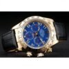 Rolex Daytona Gold Case Blue Dial Black Leather Strap