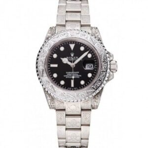 Rolex Submariner Skull Black Dial White Case 1454093