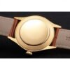 Swiss Rolex Cellini Gold Dial Roman Numerals Gold Case Light Brown Leather Strap